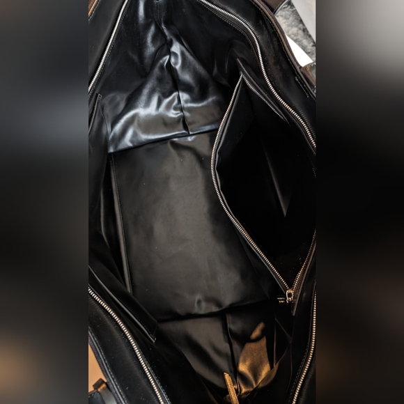 Brandon Blackwood Everyday Tote in Black Canvas with Leather details and pouch - Picture 3 of 6